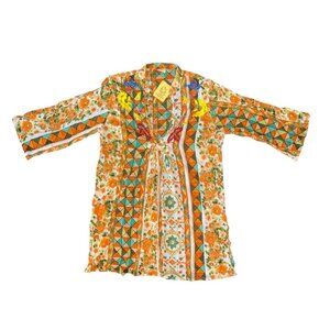 NWT Indian Emporium Women's Floral Geometric Embroidered Tunic Top